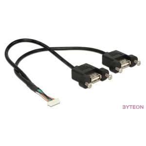 DeLock Cable USB 2.0 pin header female 1.25 mm 8 pin  2x USB 2.0 Type-A female panel-mount 25cm