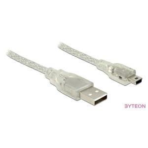DeLock Cable USB 2.0 Type-A male  USB 2.0 Mini-B male 0,5m transparent
