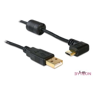DeLock USB-A apa  USB micro-B apa kábel, 90°-ban forgatott bal,jobb 1m Black