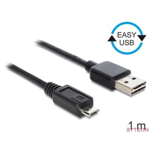 DeLock Cable EASY-USB 2.0 Type-A male  USB 2.0 Type Micro-B male 1m Black