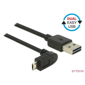 DeLock Cable EASY-USB 2.0 Type-A male  EASY-USB 2.0 Type Micro-B male angled up , down 0,5m Black