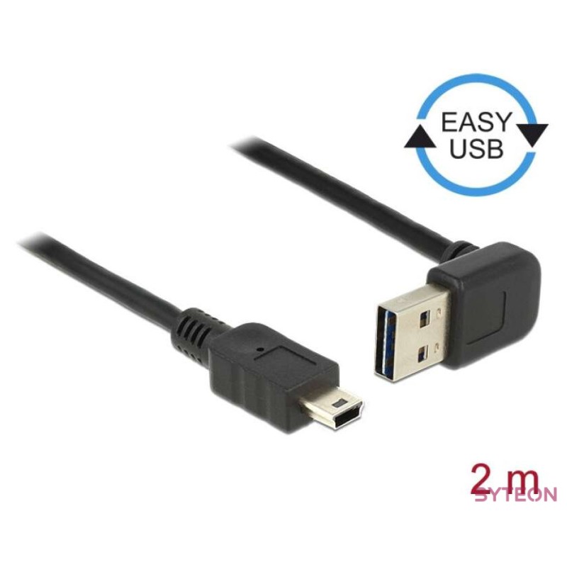 DeLock EASY-USB 2.0 Type-A male angled up , down  USB 2.0 Type Mini-B male 2m Cable