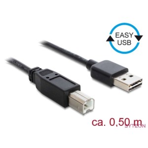 DeLock EASY-USB 2.0 Type-A male  USB 2.0 Type-B male 0,5m cable Black