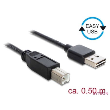 DeLock EASY-USB 2.0 Type-A male  USB 2.0 Type-B male 0,5m cable Black