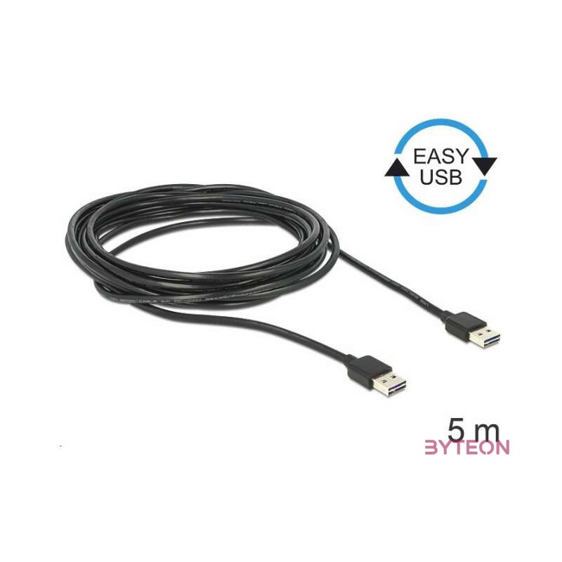 DeLock Cable EASY-USB 2.0 Type-A male  EASY-USB 2.0 Type-A male 5m Black