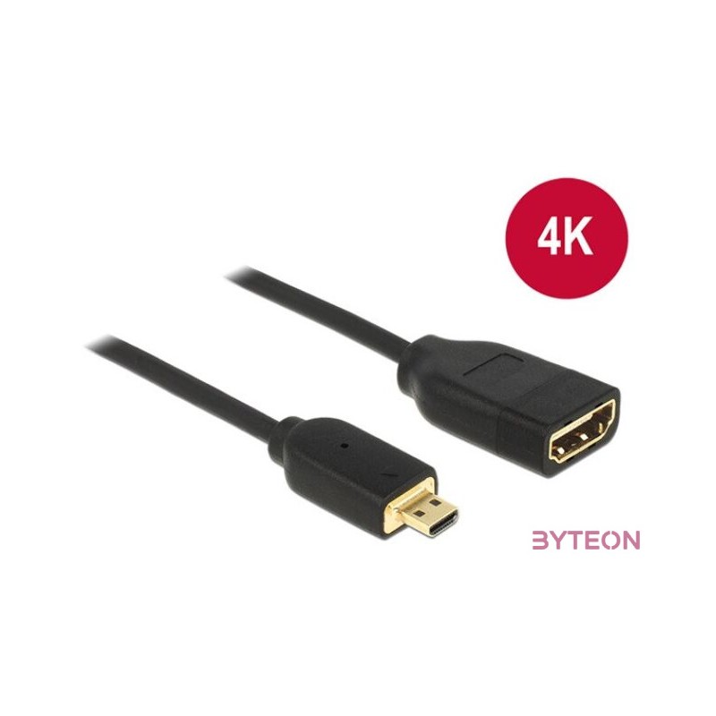 DeLock HDMI-micro D male to HDMI-A female kábel 3D 4K 20cm Black