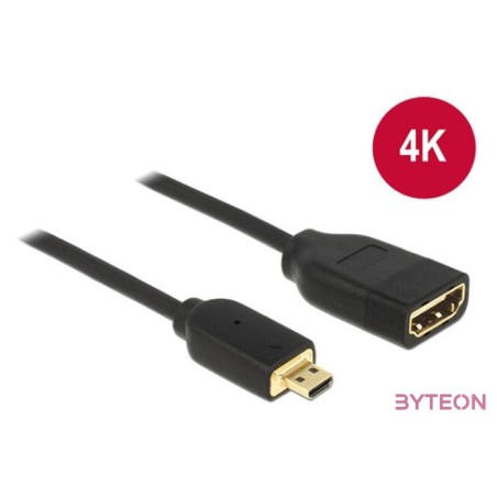 DeLock HDMI-micro D male to HDMI-A female kábel 3D 4K 20cm Black