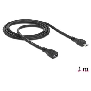 DeLock Extension cable USB 2.0 type Micro-B male  USB 2.0 type Micro-B female 1m