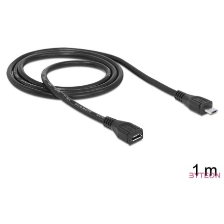 DeLock Extension cable USB 2.0 type Micro-B male  USB 2.0 type Micro-B female 1m