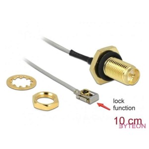 DeLock Antenna Cable RP-SMA jack bulkhead to MHF® I LK plug 1.13 10 cm thread length 10 mm splash proof