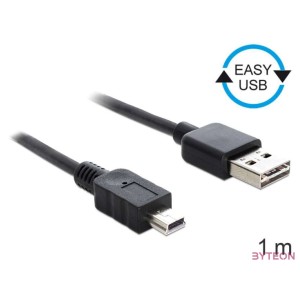 DeLock Cable EASY-USB 2.0 Type-A male  USB 2.0 Type Mini-B male 1m Black