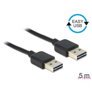 DeLock Cable EASY-USB 2.0 Type-A male  EASY-USB 2.0 Type-A male 5m Black
