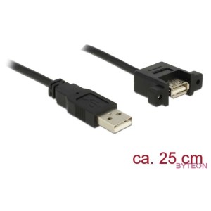 DeLock USB 2.0 Type-A male  USB 2.0 Type-A female panel-mount 0.25m Cable