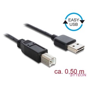 DeLock EASY-USB 2.0 Type-A male  USB 2.0 Type-B male 0,5m cable Black