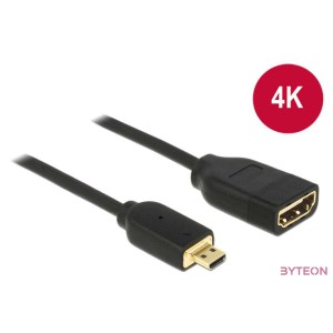 DeLock HDMI-micro D male to HDMI-A female kábel 3D 4K 20cm Black