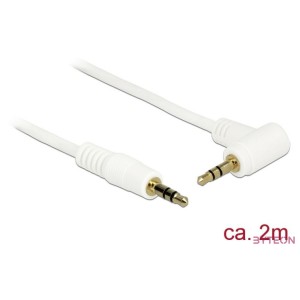 DeLock Stereo Jack Cable 3.5 mm 3 pin male  male angled 2m white