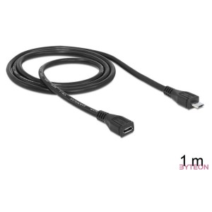 DeLock Extension cable USB 2.0 type Micro-B male  USB 2.0 type Micro-B female 1m