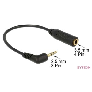 DeLock Audio Cable Stereo jack 2,5mm 3 pin male angled  Stereo jack 3,5mm 4 pin female