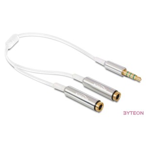 DeLock Cable audio splitter stereo jack male 3.5mm 4 pin  2x stereo jack female 3.5mm 4 pin 25cm