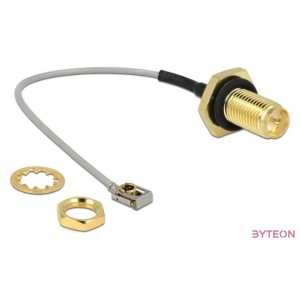 DeLock Antenna Cable RP-SMA jack bulkhead to MHF® I LK plug 1.13 10 cm thread length 10 mm splash proof