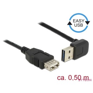 DeLock Extension cable EASY-USB 2.0 Type-A male angled up , down  USB 2.0 Type-A female 0,5m Black