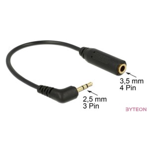 DeLock Audio Cable Stereo jack 2,5mm 3 pin male angled  Stereo jack 3,5mm 4 pin female