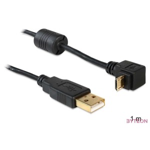 DeLock Cable USB-A male  USB micro-B male angled 90° up,down
