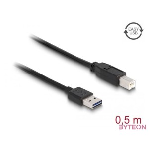 DeLock EASY-USB 2.0 Type-A male  USB 2.0 Type-B male 0,5m cable Black