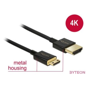 DeLock Cable High Speed HDMI with Ethernet - HDMI-A male  HDMI Mini-C male 3D 4K 2m Slim High Quality