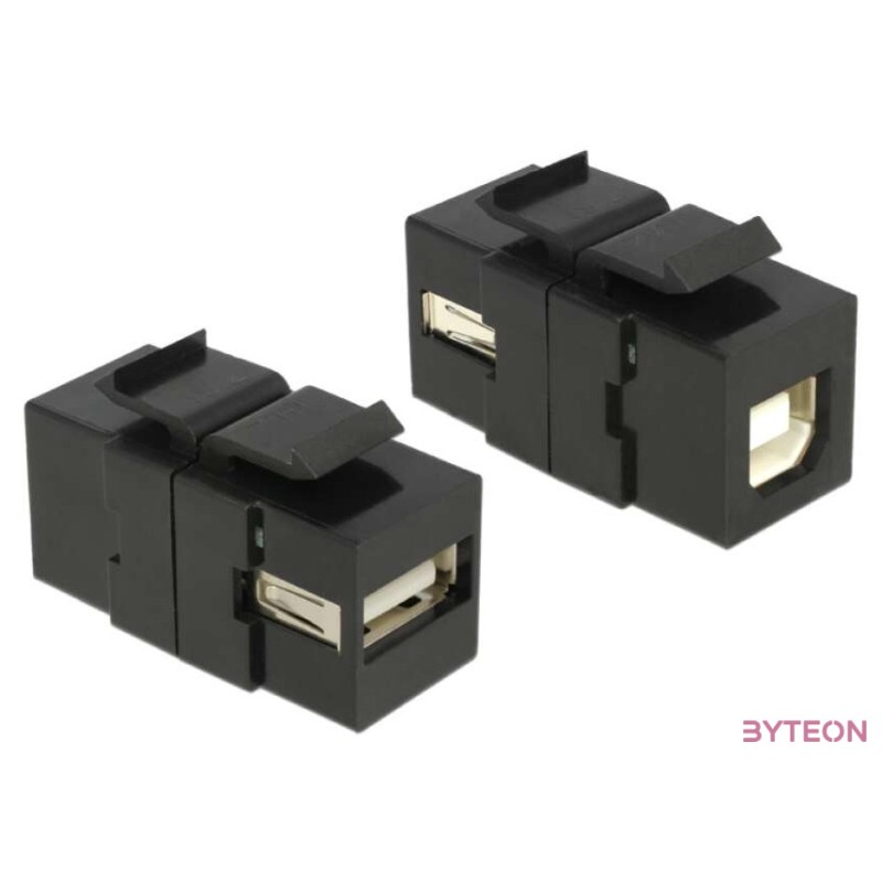 DeLock Keystone module USB 2.0 A female  USB 2.0 B female Black