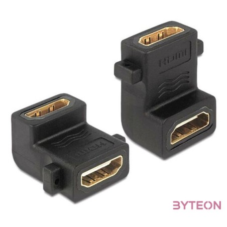DeLock Adapter HDMI A female  female with screw hole 90° angled