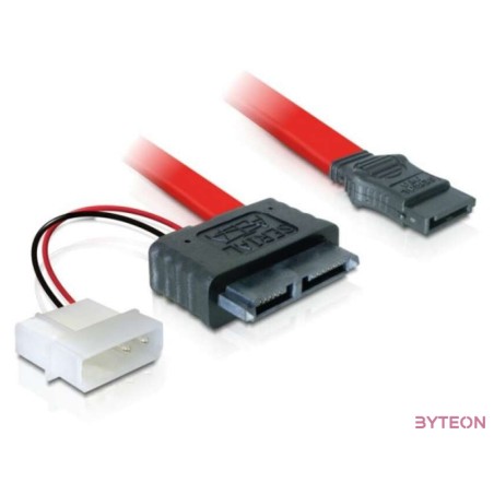 DeLock Cable Slim SATA female  SATA 7 pin + 2 pin power male 30 cm