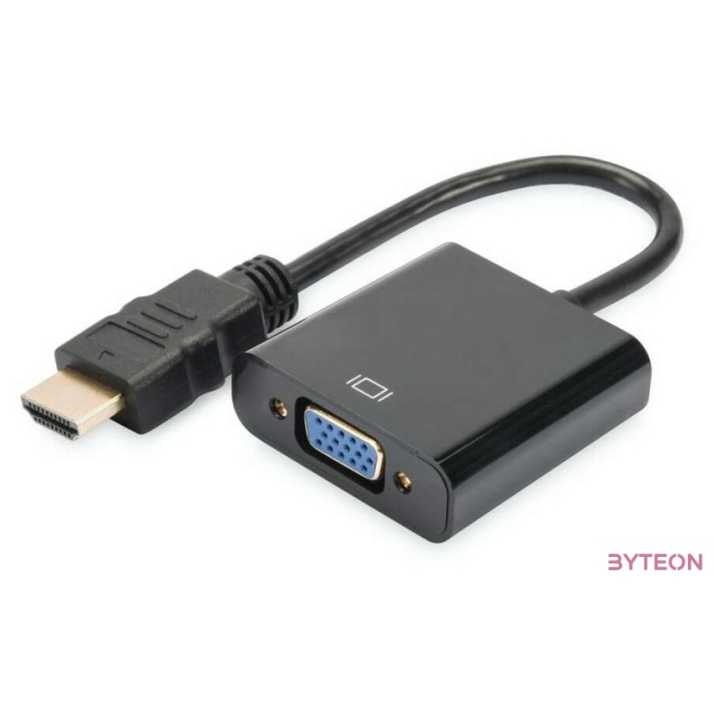 Digitus DA-70461 HDMI to VGA converter adapter Typ A - VGA (D-Sub) connector 3,5mm audio jack Black