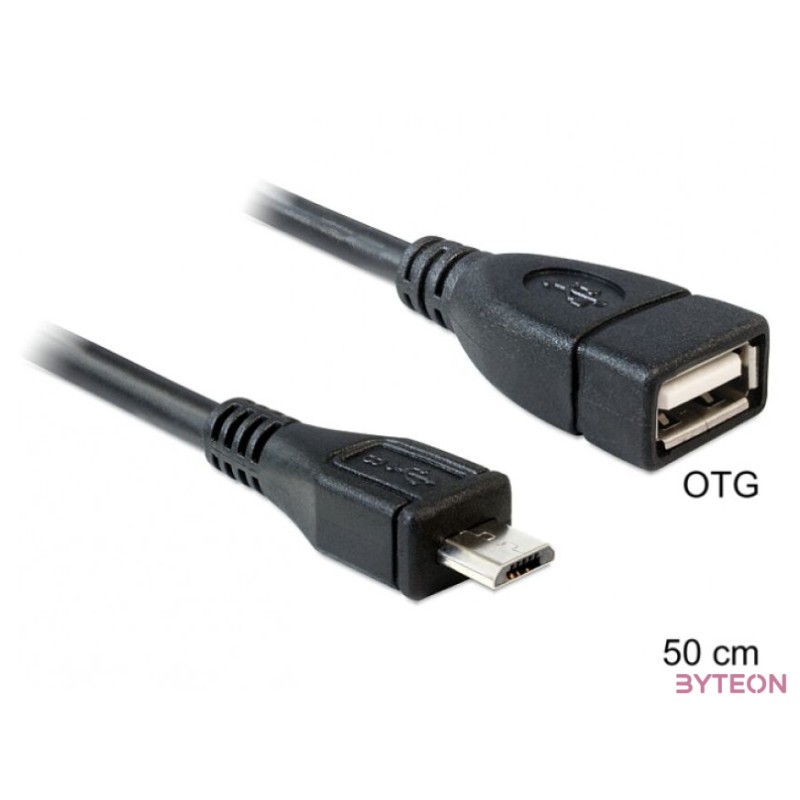 DeLock Cable USB micro-B male  USB 2.0-A female OTG 50cm