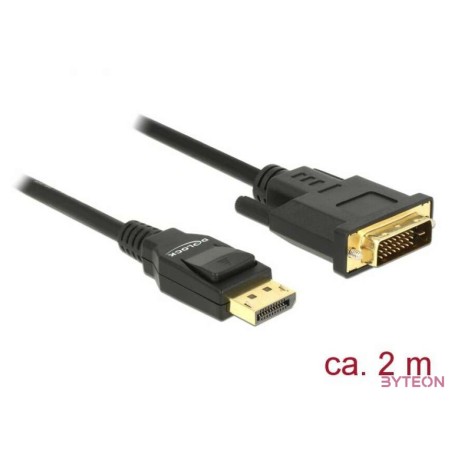 DeLock DisplayPort 1.2 male  DVI 24+1 male passive 2m Cable Black