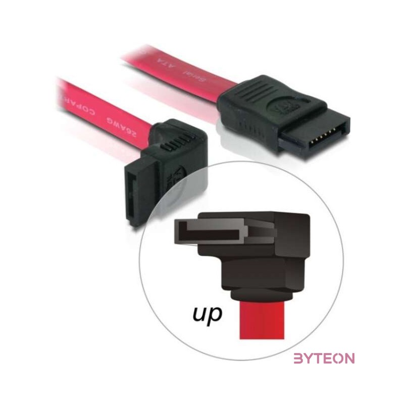 DeLock Cable SATA 3 Gb,s receptacle straight  SATA receptacle upwards angled 50cm Red