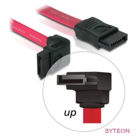 DeLock Cable SATA 3 Gb,s receptacle straight  SATA receptacle upwards angled 50cm Red