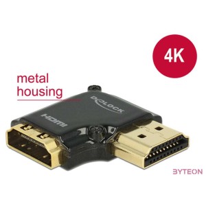 DeLock Adapter High Speed HDMI with Ethernet – HDMI-A female  HDMI-A male 4K 90° angled right Black