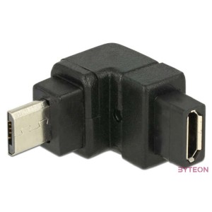 DeLock USB 2.0 Micro-B male  USB 2.0 Micro-B female angled up Adapter Black