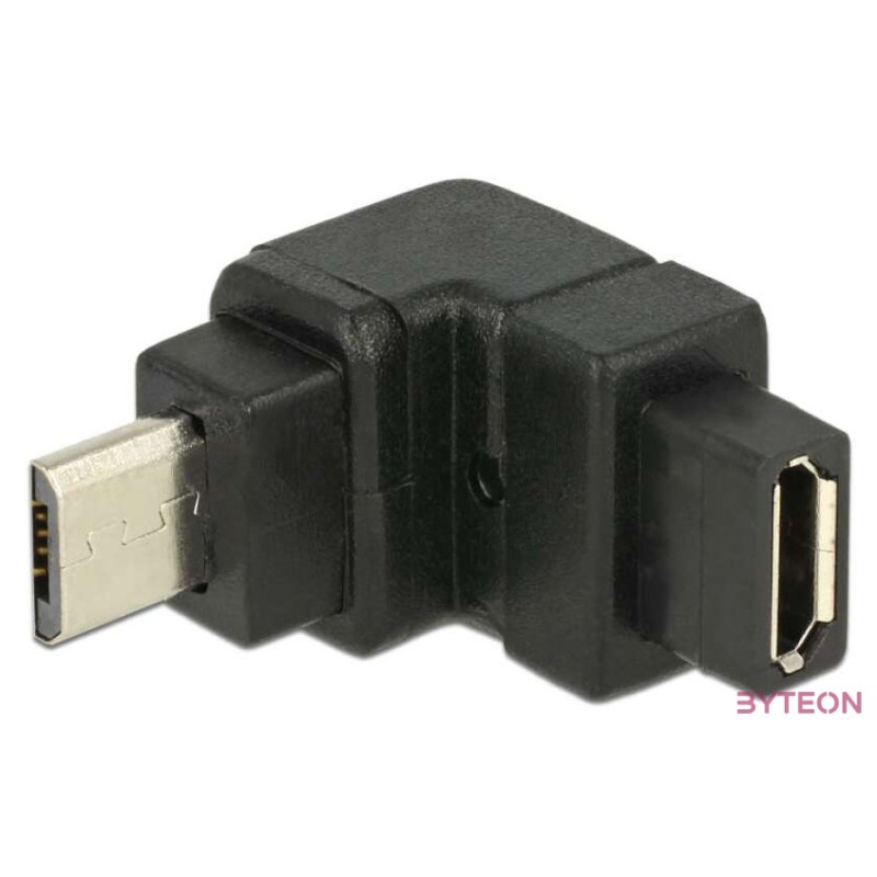 DeLock USB 2.0 Micro-B male  USB 2.0 Micro-B female angled up Adapter Black