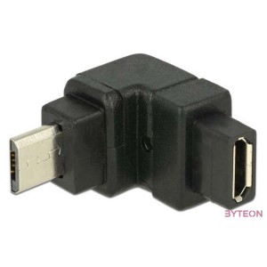 DeLock USB 2.0 Micro-B male  USB 2.0 Micro-B female angled up Adapter Black