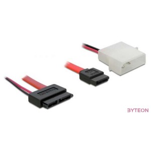 DeLock Cable Slim SATA female  SATA 7 pin + 2 pin power male 30 cm