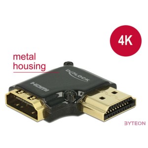 DeLock Adapter High Speed HDMI with Ethernet – HDMI-A female  HDMI-A male 4K 90° angled right Black