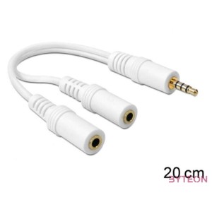 DeLock Headset Adapter 1x 3.5mm 4 pin Stereo jack male  2x 3.5mm 3 pin Stereo jack female