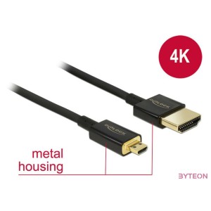 DeLock Cable High Speed HDMI with Ethernet - HDMI-A male  HDMI Micro-D male 3D 4K 2m Slim High Quality