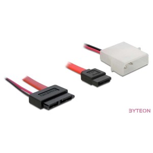 DeLock Cable Slim SATA female  SATA 7 pin + 2 pin power male 30 cm