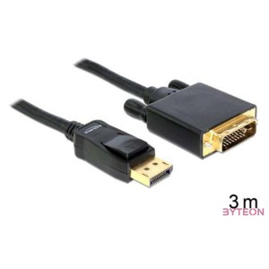 DeLock Cable Displayport 1.3 male  DVI 24+3 male passive 3m Black