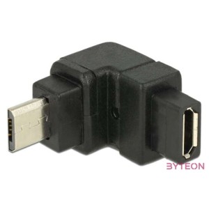 DeLock USB 2.0 Micro-B male  USB 2.0 Micro-B female angled up Adapter Black