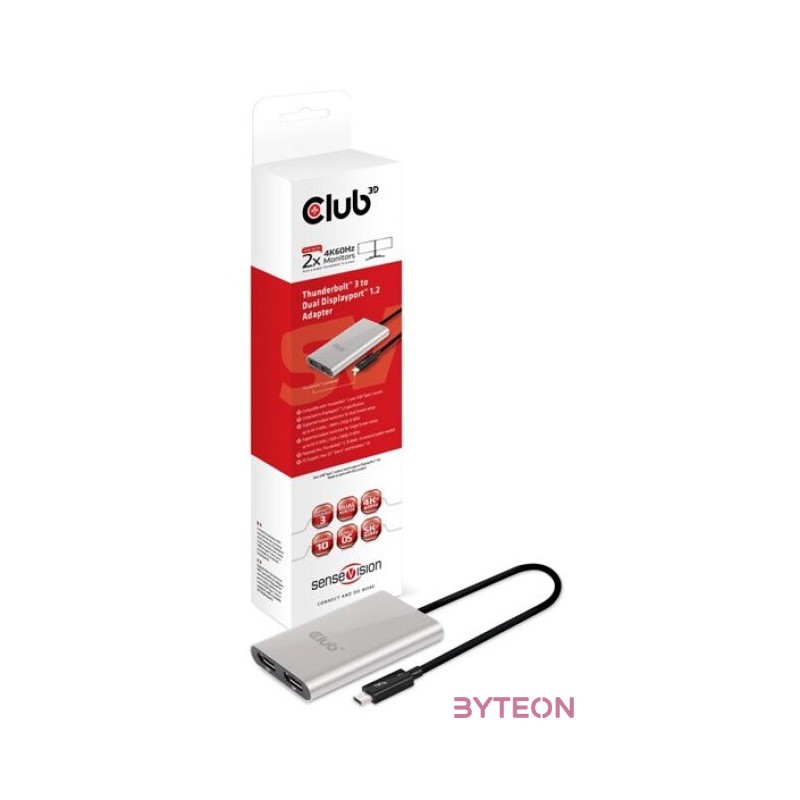 Club3D SenseVision Thunderbolt 3 to Displayport 1.2 Dual Monitor