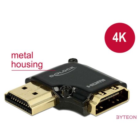 DeLock Adapter High Speed HDMI with Ethernet – HDMI-A female  HDMI-A male 4K 90° angled left Black